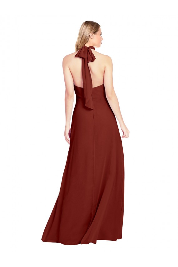 Cheapest Slim High Neck Halter Fitted Open Back Chiffon Prom Dress UK