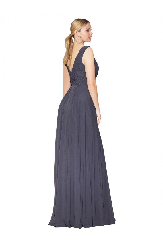 Cheapest Floor Length High Neck V-Back Chiffon Prom Dress UK