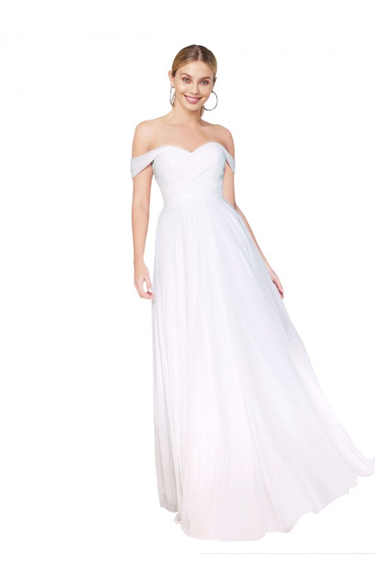 Cheapest Off the Shoulder Long Full Length Chiffon Prom Dress UK