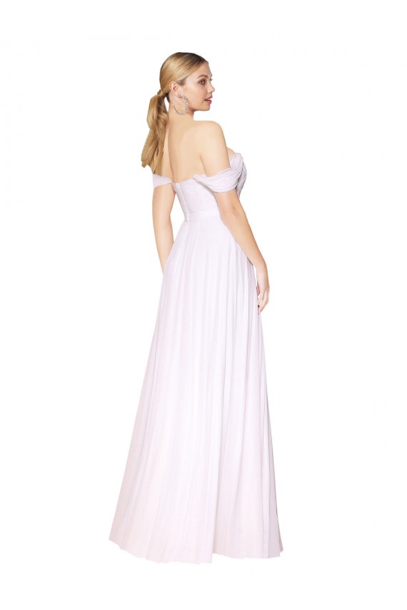 Cheapest Off the Shoulder Long Full Length Chiffon Prom Dress UK
