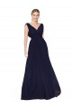 Cheapest Draped Long V-Neck Floor Length Chiffon Prom Dress UK