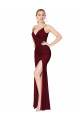 Cheapest Floor Length High Neck Chiffon Prom Dress with Side Slit UK