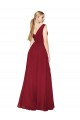 Cheapest Draped Mermaid Long V-Neck Chiffon Prom Dress with High Slit UK
