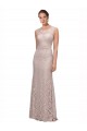 Cheapest Long Sleeveless All Lace Prom Dress with Scoop Neckline UK