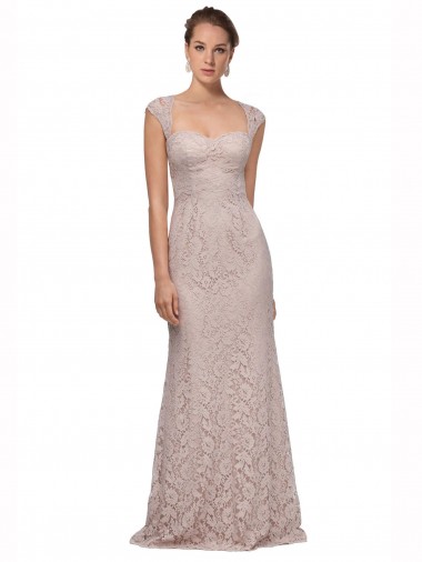Cheapest Sweetheart Neckline Cap Sleeves Lace Prom Dress with Twist UK