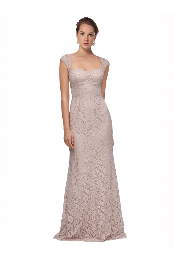 Cheapest Sweetheart Neckline Cap Sleeves Lace Prom Dress with Twist UK