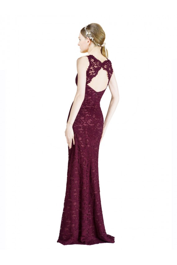 Cheapest Long Lace Prom Dress with Peekaboo Bodice and Keyhole Back UK