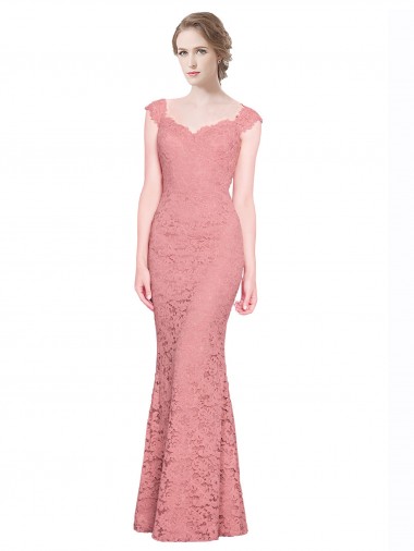 Cheapest Sweetheart Mermaid Long Lace Prom Dress with Wide Straps UK