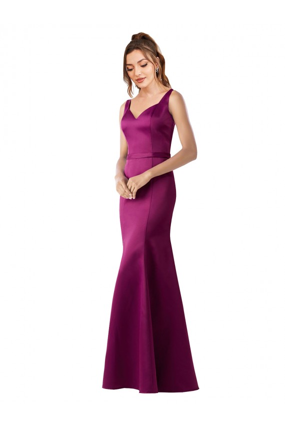 Cheapest Fitted Sexy Open Back Satin Prom Dress with Floral Details UK