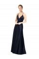 Cheapest Sexy Satin Prom Dress with Deep V-Neckline and Strappy Back UK