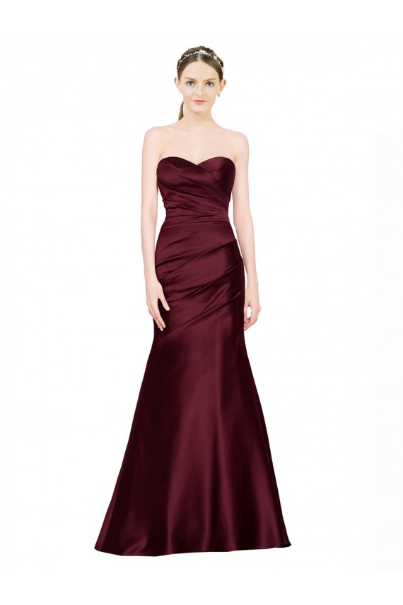 Cheapest Mermaid Sweetheart Soft Satin Prom Dress with Pleats UK