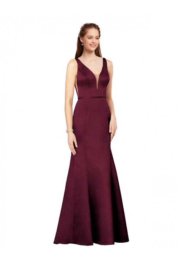 Cheapest Sexy Satin Prom Dress with Side Cutouts UK
