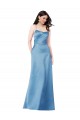 Cheapest Crossing Strap Back Pleated Bodice Long Satin Prom Dress UK