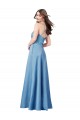 Cheapest Crossing Strap Back Pleated Bodice Long Satin Prom Dress UK