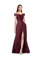 Cheapest Long Off the Shoulder Satin Prom Dress with Thigh-high Slit UK