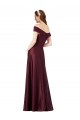 Cheapest Long Off the Shoulder Satin Prom Dress with Thigh-high Slit UK