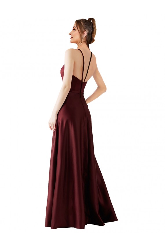 Cheapest Sleek Satin Prom Dress with Pockets UK