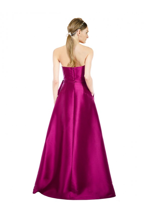 Cheapest Sleeveless V-Neck Long Satin Prom Dress with Bow Waist UK