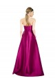 Cheapest Sleeveless V-Neck Long Satin Prom Dress with Bow Waist UK