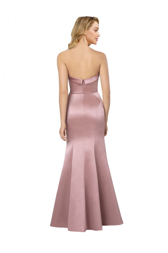 Cheapest Old Hollywood-Inspired Strapless Satin Prom Dress UK
