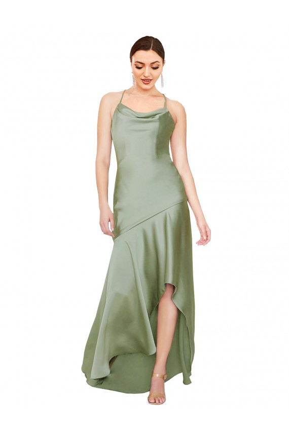 Cheapest Silky Satin Prom Dress with Bias Cut Skirt UK