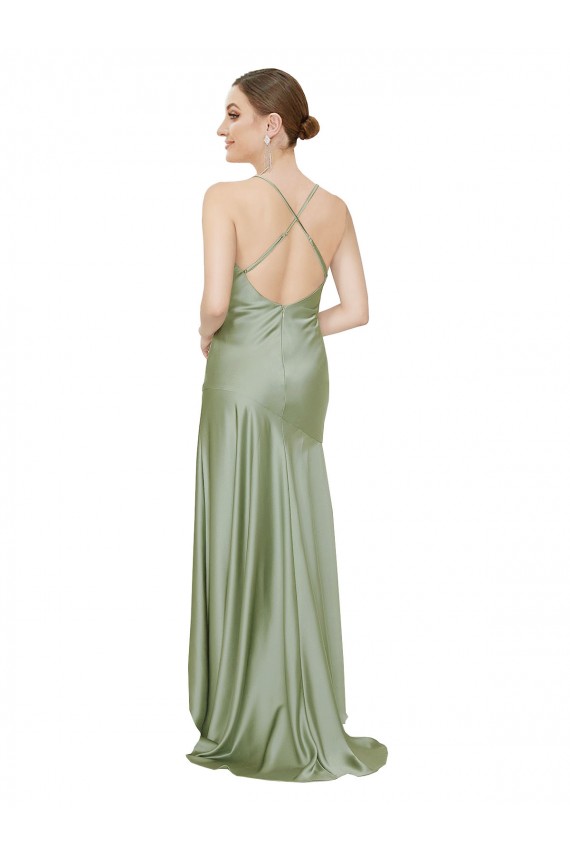Cheapest Silky Satin Prom Dress with Bias Cut Skirt UK
