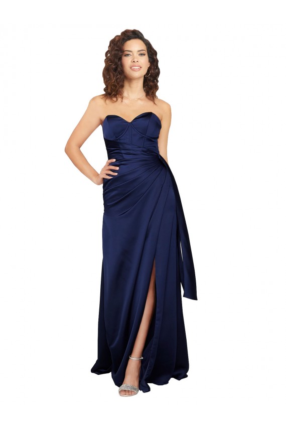 Cheapest Floor Length Wrap Skirt Silky Satin Prom Dress UK
