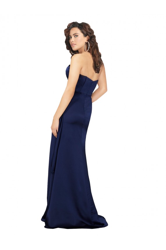 Cheapest Floor Length Wrap Skirt Silky Satin Prom Dress UK