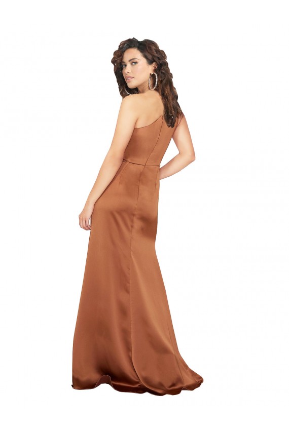 Cheapest One Shoulder Silky Satin Prom Dress UK