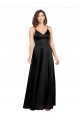 Cheapest Silky Satin Floor-Length Long Prom Dress with V-Neckline UK