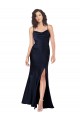 Cheapest Draped Cowl Neck Silky Satin Prom Dress with Skirt Slit UK