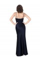 Cheapest Draped Cowl Neck Silky Satin Prom Dress with Skirt Slit UK