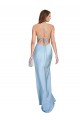 Cheapest Open Back with Ties Cowl Neck Sheath Silky Satin Long Bridessmaid Dress UK