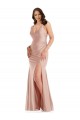 Cheapest Deep V-Neck Silky Satin Mermaid Prom Dress with Side Slit UK