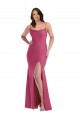 Cheapest Cowl-Neck Open Tie-Back Silky Satin Mermaid Prom Dress with Frong Slit UK