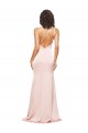 Cheapest Full Length Ruched Silky Satin Prom Dress with Low Back and High Split UK