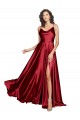 Cheapest Cowl Neckline Long Silky Satin Prom Dress with Spaghetti Straps UK