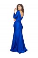 Cheapest Deep V-Neck Long Sleeves Silky Satin Prom Dress UK