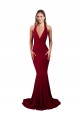 Cheapest Halter Mermaid Plunge V-Neckline Open Back Bow Tie Spandex Prom Dress UK