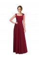 Cheapest Square Neck Subtle Cap Sleeeves Crepe Prom Dress UK