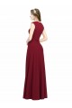 Cheapest Square Neck Subtle Cap Sleeeves Crepe Prom Dress UK