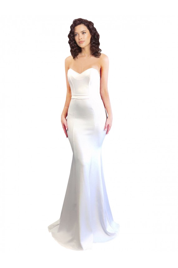 Cheapest Sweetheart Strapless High Neck Long Crepe Prom Dress UK