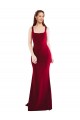Cheapest Square Neckline and Backline Fitted Crepe Prom Dress UK