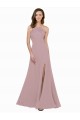 Cheapest High Neck Crepe Prom Dress with Pleats and Keyhole Back UK