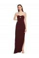Cheapest Twisted Strapless Keyhole Long Crepe Prom Dress with Slit UK