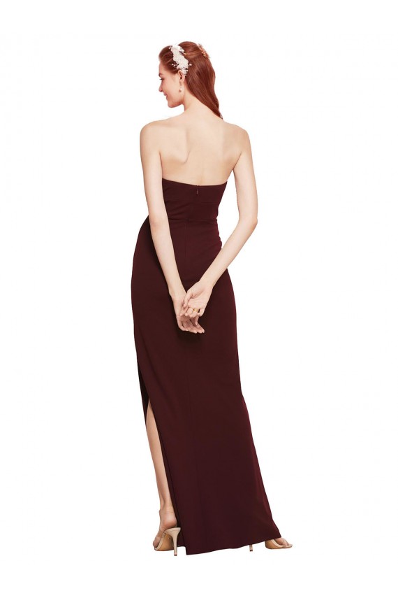 Cheapest Twisted Strapless Keyhole Long Crepe Prom Dress with Slit UK