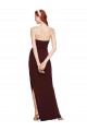 Cheapest Twisted Strapless Keyhole Long Crepe Prom Dress with Slit UK