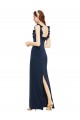 Cheapest Scoop Neck with Ruffles Long Crepe Prom Dress with Back Slit UK