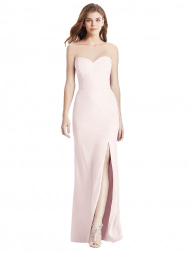 Cheapest Strapless Crepe Trumpet Prom Dress with Front Slit UK