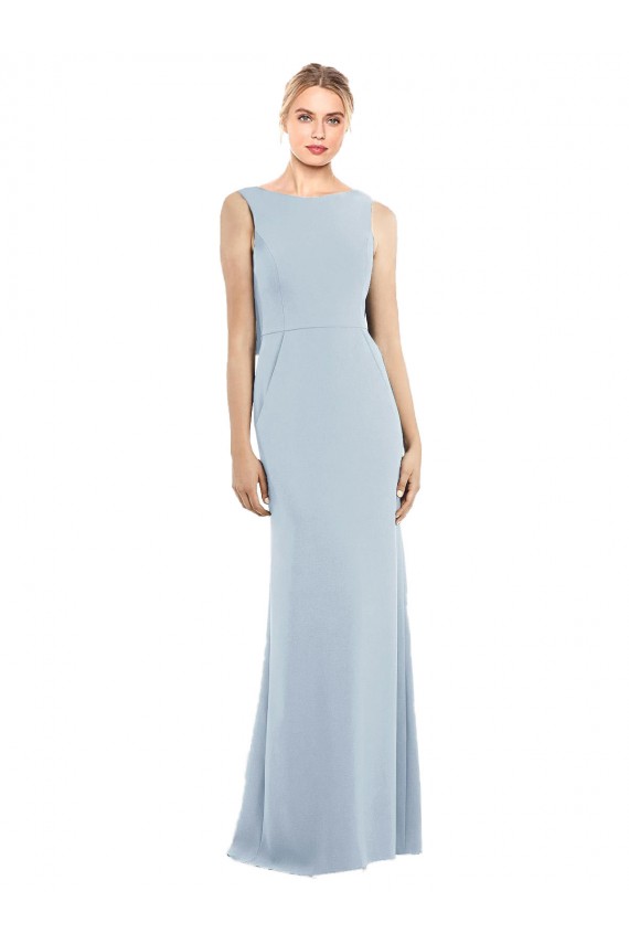 Cheapest Draped Backless Crepe Prom Dress with Pockets UK
